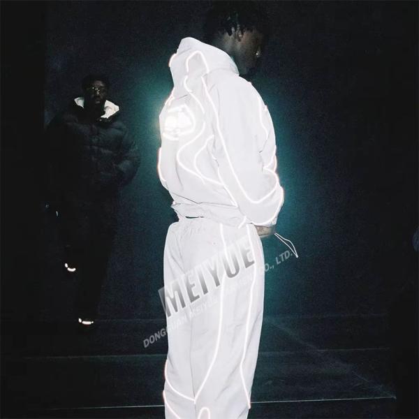 Oversized 3m Reflective Nylon Windbreaker Tracksuit Streetwear Jacket And Jogger Set