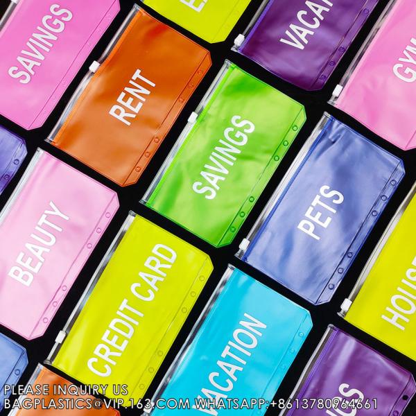 Cash Budget Envelopes For Budgeting Slider Zipper Binder Pouch Loose Leaf Bags Insert Pages Waterproof Document