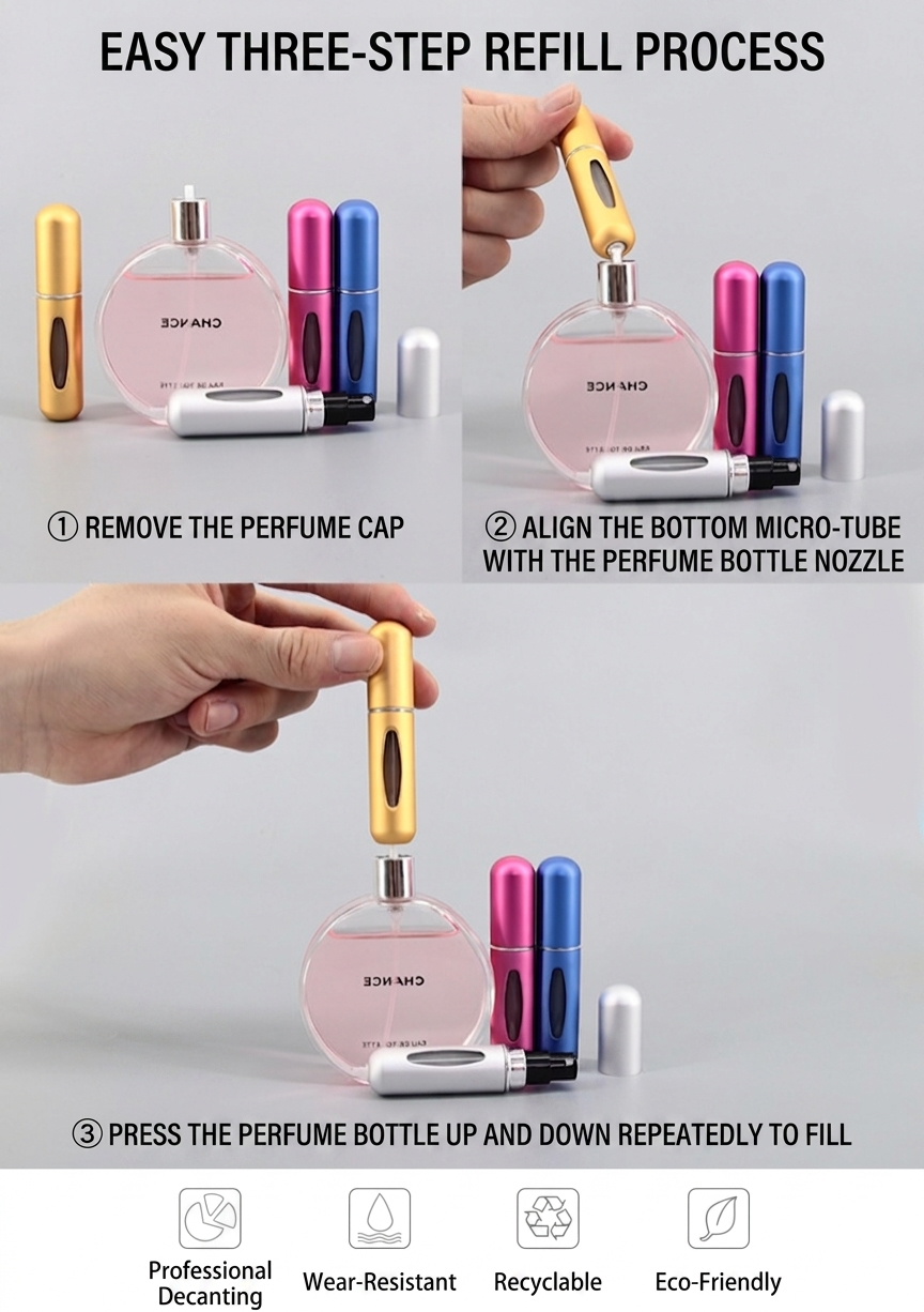 5ml Portable Bottom-Refill Perfume Atomizer – Leak-Proof Aluminum Travel Spray Bottle for Fragrance