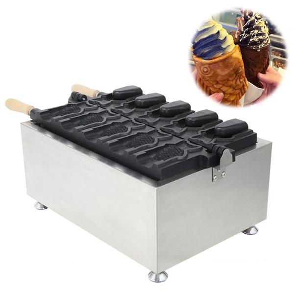 5 Большие рыбы Капацитет Корейский мороженое рыбная форма Тайяки производитель с 3000 Вт мощности