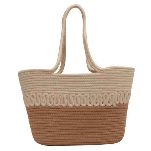 Straw Tote Bag for Women Handwoven Cotton Straw Shoulder Bag Crochet Tassel Beach Bohemian Purse for Women