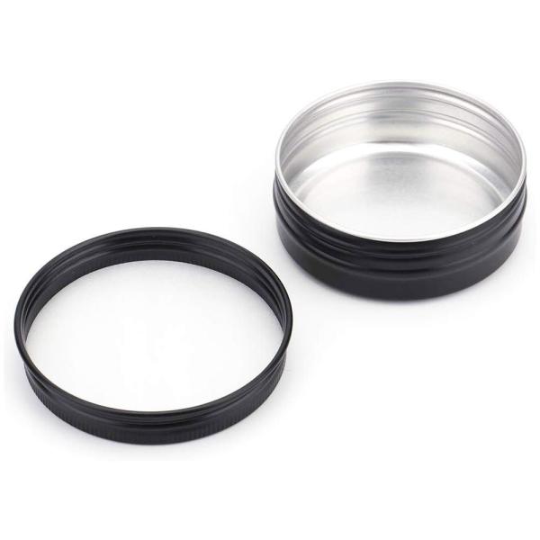 Black Round Fillable Cosmetic Aluminum Jar Containers With Screw Caps（MC-803）