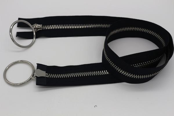 Ykk Silver Teeth Two Way Metal Zip Auto - Lock Sliders Black Polyester Tape For Garments
