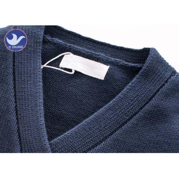 Children Stripes V Neck Boys Cardigan Sweater Long Sleeves Navy Color OEM