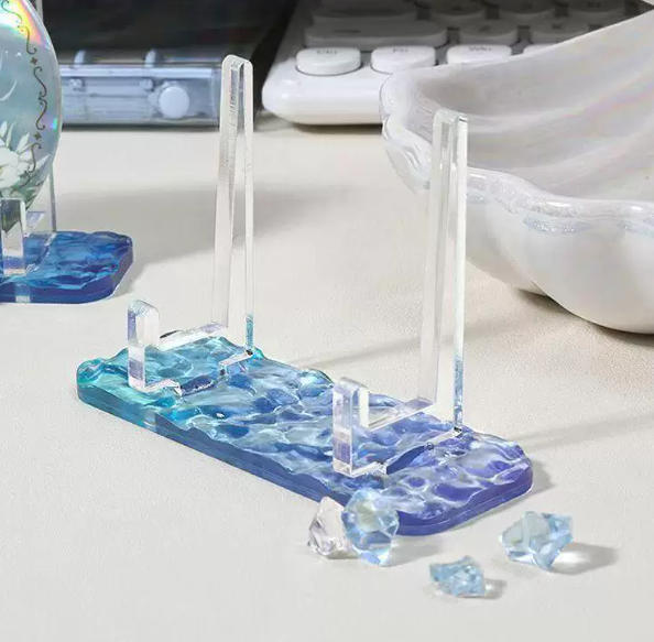 Photocards Water Ripple Pattern Base Acrylic Display Stands For Badges And Acrylic Blocks
