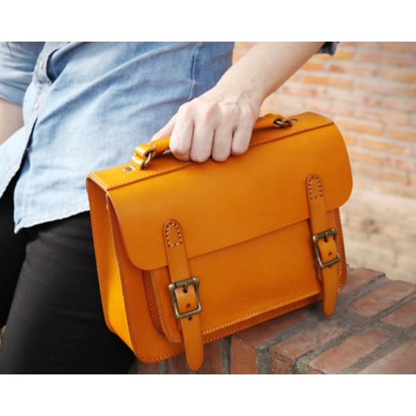 Yellow Oversized Handbags High Quality Handmade Leather Satchel Handbag