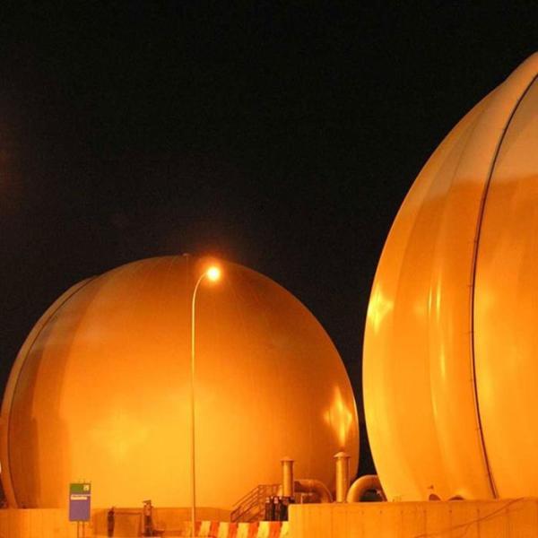 Récipient à biogas à double membrane à structure à support d'air sphérique