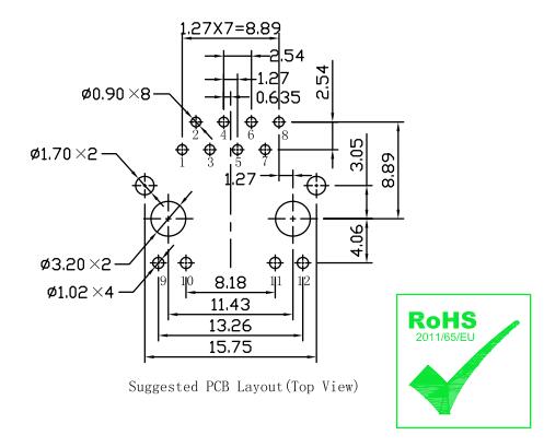 МИК24013-5204Т-ЛФ3 ПКБ Джек соединителя Рдж45 ЛПДЖ0011ГЭНЛ 10/100Басе-Т 8П8К