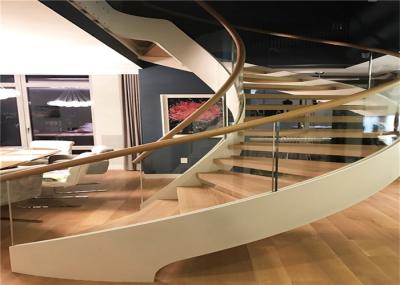 Helical Design Custom Wood Stairs Thailand Rubber Wood Tread For Apartment