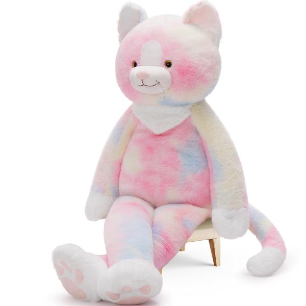 3lbs Weighted Cat Stuffed Animal 39 Inch Large Stuffed Cat Plush with Long Legs Pink Cat Plush Pillow Toy Boys Girls Christmas