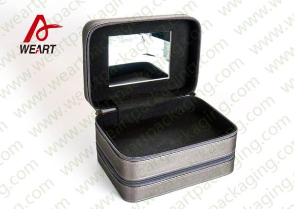 Silver / Grey Surface Personalised Makeup Box Cosmetic Storage Case OEM