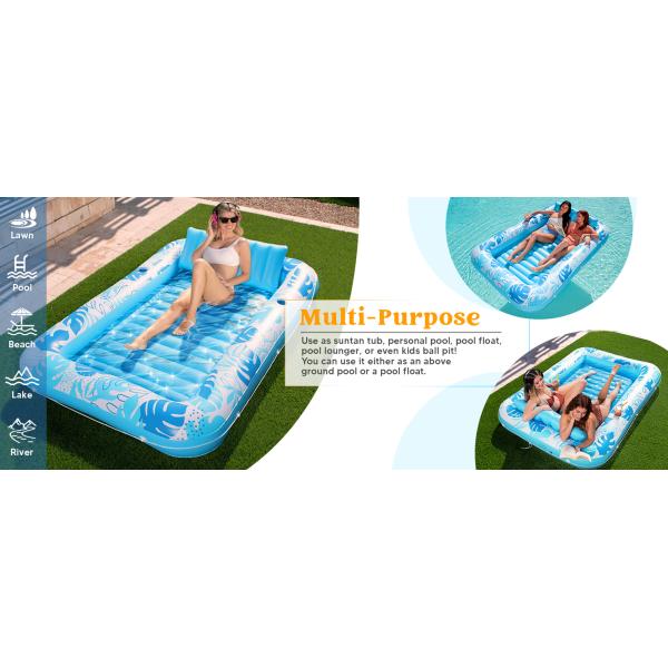 Inflatable Tanning Pool Lounger Float, Sun Tan Tub Sunbathing Raft Floatie Toys Water Filled Tanning Bed Mat