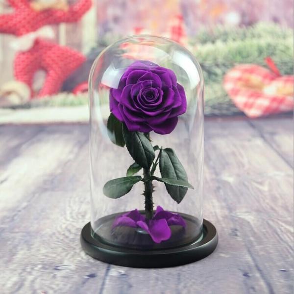 Wholesale New Design Preserved flower  Eternal Rose in Glass Home Decoration