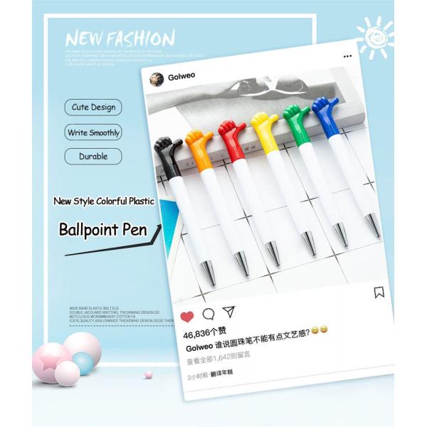 Promotion stylo à bille en plastique 1.0 mm dessin animé pouce geste cadeau stylo à bille