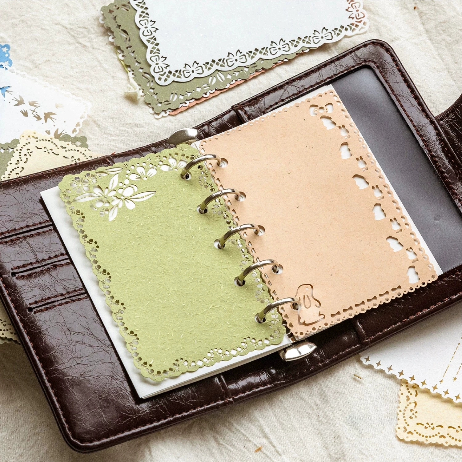 Decorative Lace Edge Paper Cards With Laser Cut Hollow Borders For Journaling