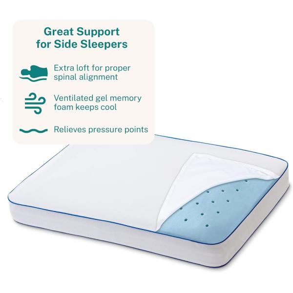 Soft Breathable Cover Cooling Gel Memory Foam Pillow Standard Size and Core for Hotel
