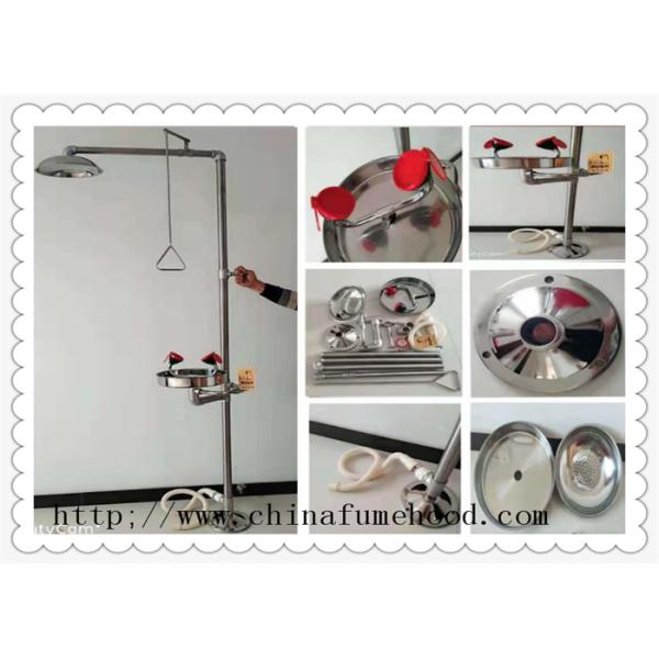 Floor Mounted Combination Laboratory Fittings Portable Safety Shower And Eyewash Station