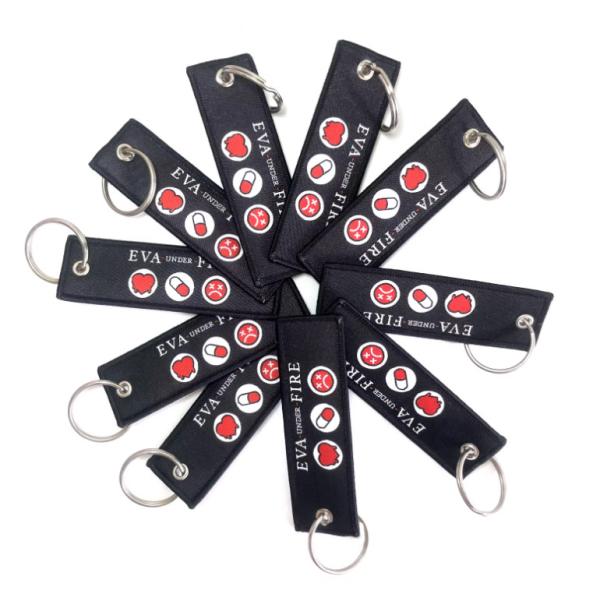 Custom Woven Logo Embroidered Keyring Jet Tag for Motorcycle Car Anime