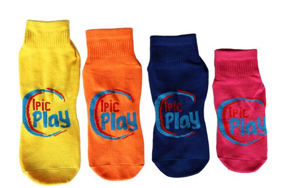 Jacquard Ankle Grip Socks Silicon Gel Kids Trampoline Socks For Play Zone / Indoor Playground