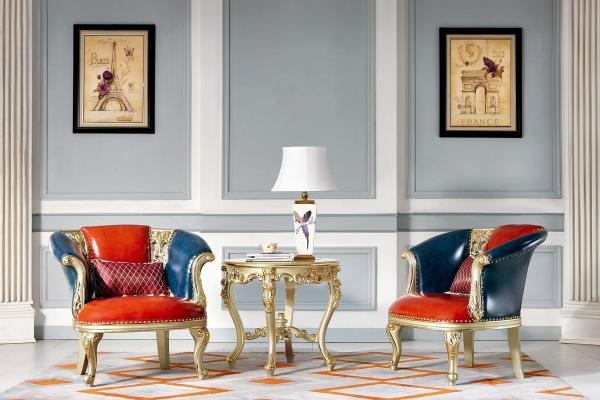 Wooden Frame Luxury Antique Living Room Furniture Leisure Armchair