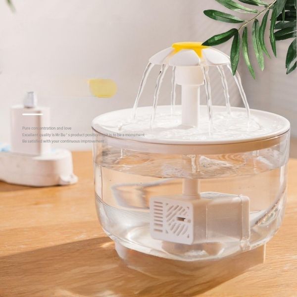 Non-Slip Base Stainless Steel Base Pet Water Fountain Ceramic Filter