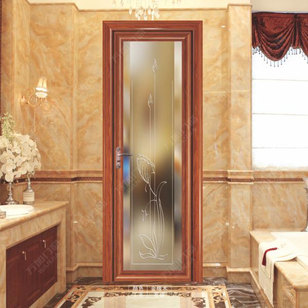 Hollow Glass Aluminum Bathroom Doors , Fluorocarbon Aluminium Door For Washroom