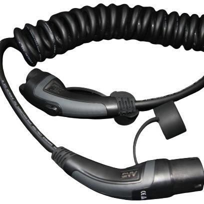 16A 1phase 3.6kW black/grey type 1 to type 2 TPU ev charging cable/spiral ev charging cables