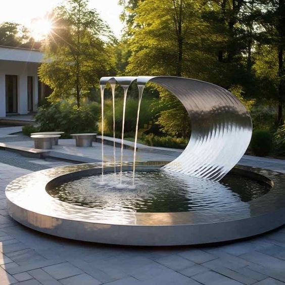 Stainless Steel Outdoor Abstract Art Design Garden Decoration Sculpture Park Water Fountains for Home Decor Metal Crafts