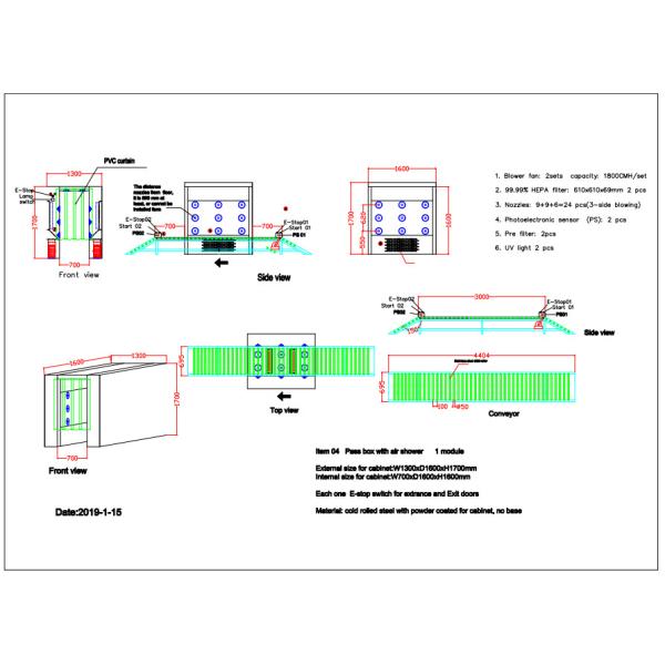 Противостатические комната коробки пропуска чистая и транспортер нержавеющей стали 304 для проходить товары