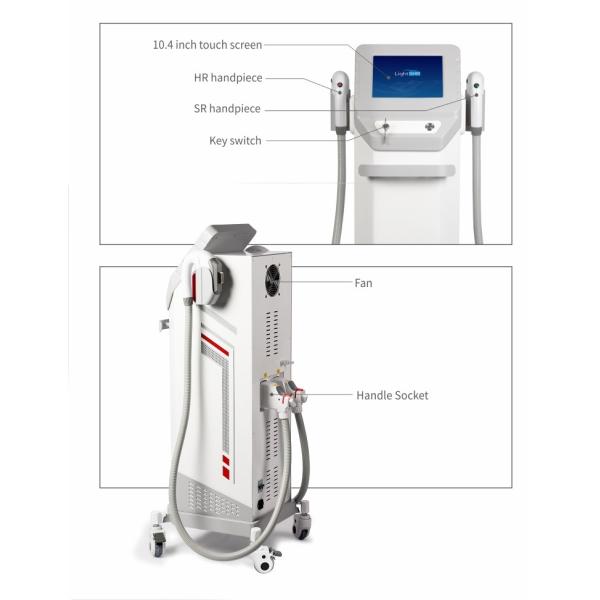 Eliminación de vello Rejuvenecimiento de la piel SHR IPL máquina de belleza 2000W con 2 asas