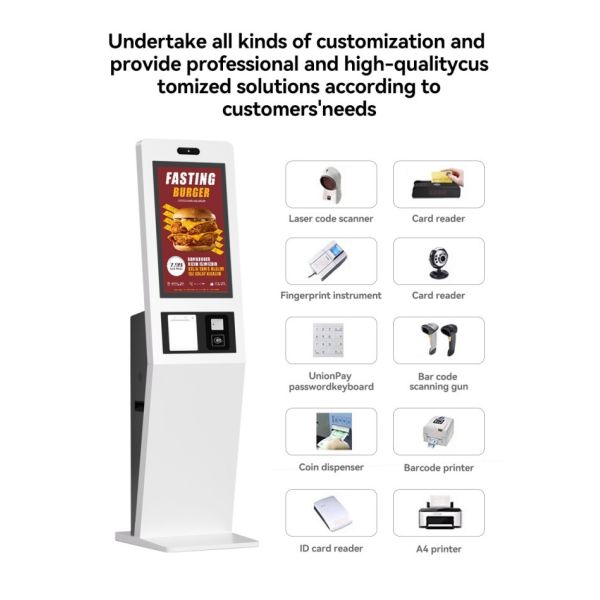 32 Inch Desktop Square Self Service Kiosk Windows 11 Kiosks in Restaurant Ordering Table