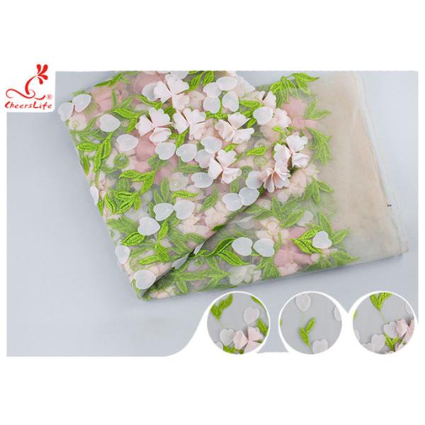 French Colorful 3D Flower Lace Fabric For Evening Dresses Azo Free