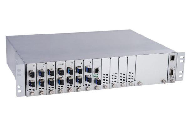SM To MM 2U Fiber Optic Media Converter With ST / SC / FC Connector , Rack Chassis
