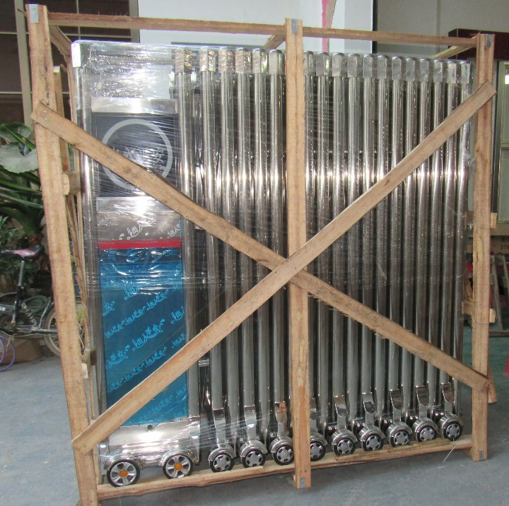 Wholesale Main Gate Designs Outdoor Automatic Collapsible Gate Aluminum Alloy Electric Trackless Retractable Gate