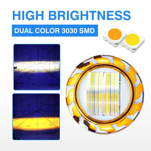 20W 2000LM Projector Lens Dual Color White Yellow Light Blue DRL DC12V for Products