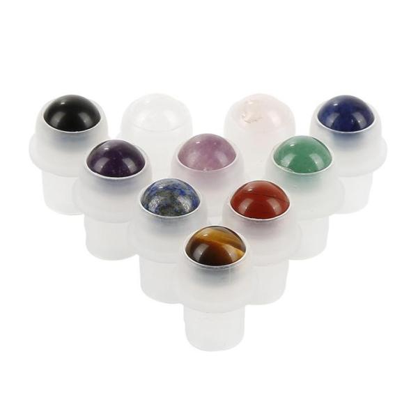 Garrafas vazias de bambu do rolo do perfume de Crystal Gemstone 10ml das tampas