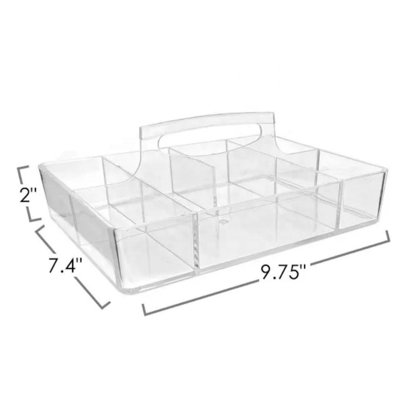 Custom Rectangle Acrylic Organizer Tray Clear Single Tier Standing Storage for Cosmetics Jewelry Office Supplies