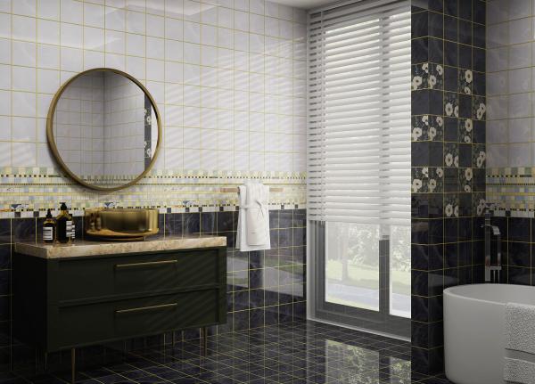 300x600mm Vintage Ceramic Wall Tile Dark Gray Mirror Surface
