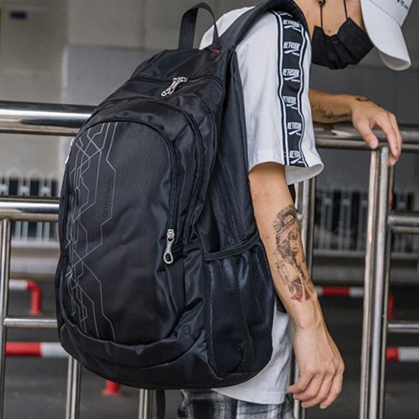 Personality large capacity student backpack fashion zipper computer pocket backpack soft geometric pattern backpack