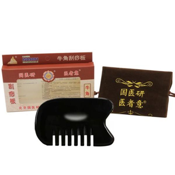 1 Year Shelf Life Natural Black Horn Comb Gua Sha Board Comb for Hair Loss Prevention