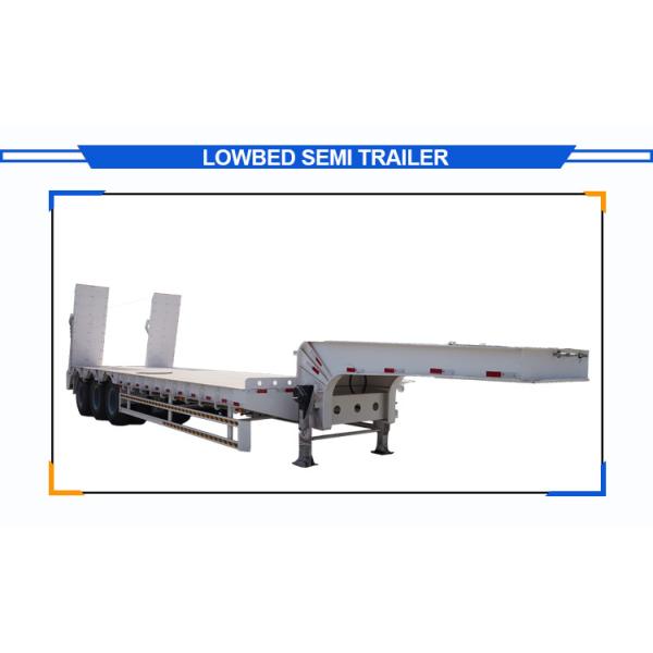 3 Axles Lowbed Semi Trailer with 9000X3000X1350mm Working Deck and Ramp Lowbed Chassis