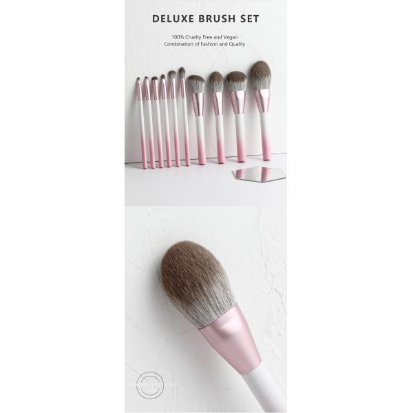 Набор щеток макияжа цвета градиента Vonira 10 PCS розовый белый с логотипом метки частного назначения волокна мозоли