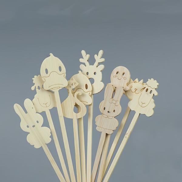 Custom Size and Logo Bamboo Skewers for Biodegradable Disposable Dessert Cakes Fruit Stick