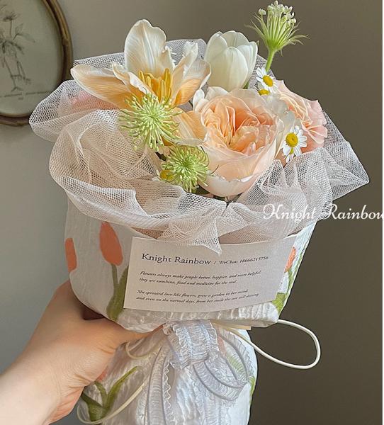 Flower Bouquets and Wrinkled Edge Ribbons Perfect for DIY Crafts and Holiday Gift Wrapping Washable and Durable