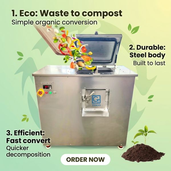 TOGO 30 kg Capacity Kitchen Waste Composting Machine with 21-24 Hours Processing and Stainless Steel Construction