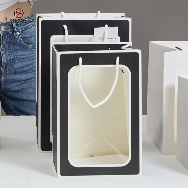 Персонализированные дизайнерские бумажные пакеты с прозрачным окном