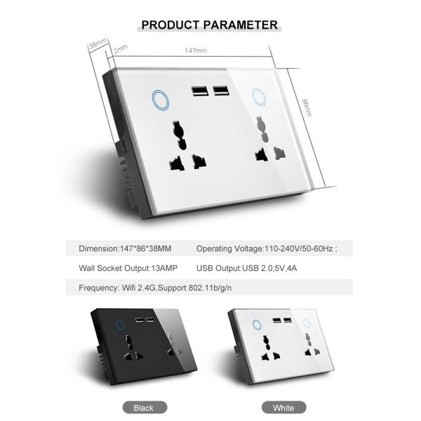 Smart Home Uk Socket Wifi Wall Socket With Usb Socket Charger/wifi Wall Socket Uk/smart Wifi Wall Outlet