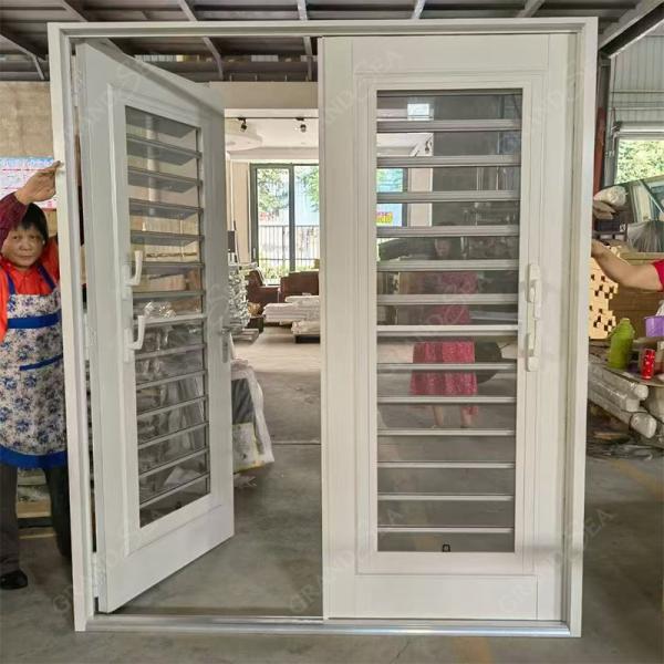 USA American Modern Design Storefront Front Glaze White Swing Entry Commercial Kfc Chicken Aluminium Door
