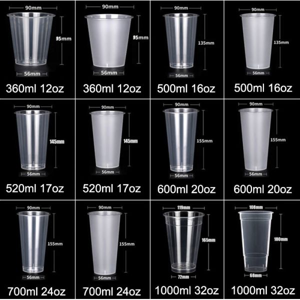 90 Caliber Disposable Food Packaging PP Cup Injection With Lid 16oz