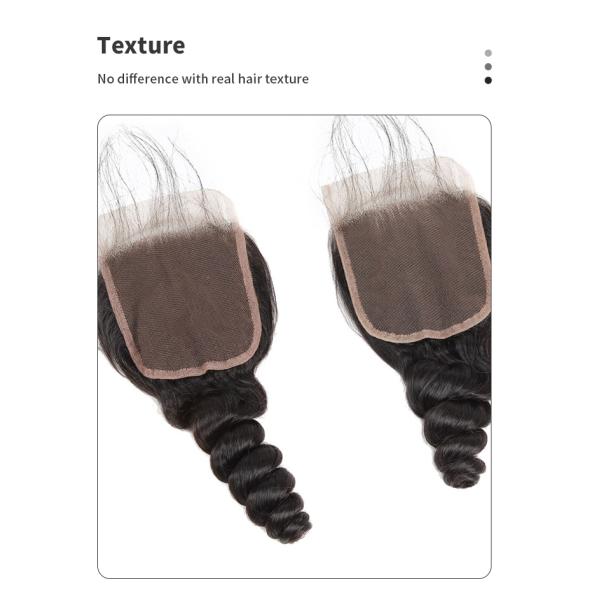 Loose Wave 35.56cm 14inch Remy Human Hair Closure Realistic Hair Line